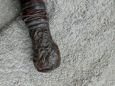 Vintage Antique Leather Wrapped  Swagger Knob Walking Stick Cane Plantation  - Immagine 1 di 4