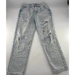 Vintage Sol Light Wash Mom Jeans Size 7 28W High Rise Straight 90s Distressed - Picture 1 of 12