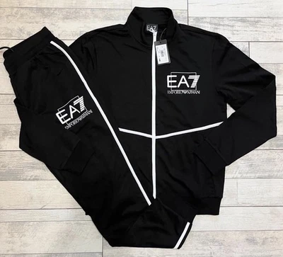 EMPORIO ARMANI EA7 Hombres Chándal Chaqueta y Pantalones Jogger Negro AUTÉNTICO NUEVO Foto 1 de 4