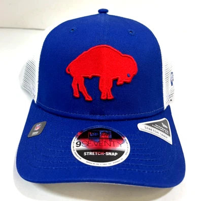 Buffalo Bills NFL NE Retro Stretch-Snap Snapback Trucker Hat~ 蓝色/白色 — 第 1/4 张图片