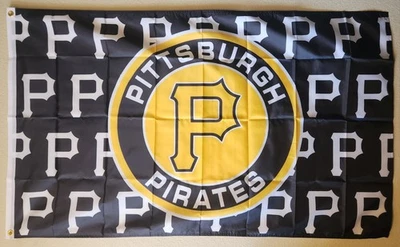 Pittsburgh Pirates Multi logo MLB Baseball Flag 3x5 Ft W/ Grommets  - Image 1 of 3