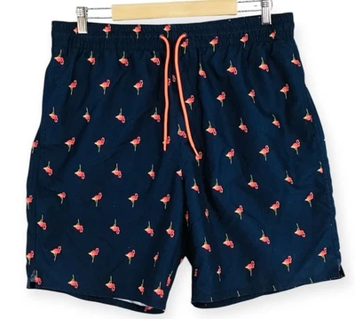 Bañador Pantalones Cortos Old Navy Para Hombre Grande Azul Marino Rosa Patrón Flamenco Forro de Malla Foto 1 de 4