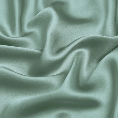Seagrass Color 100% Pure Mulberry Silk Fabric by the Yard 44" wide 19mm 6A Grade - Image 1 of 4