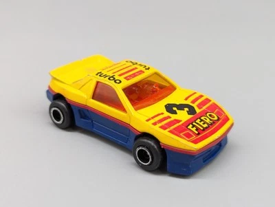 MAJORETTE #206 PONTIAC FIERO WIDEBODY 黄色红色蓝色运动车 1:55 压铸 — 第 1/4 张图片