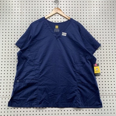 WonderWink 女式 3XL 海军蓝磨砂上衣全新全新带标签短袖 — 第 1/4 张图片