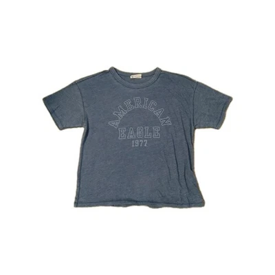 Camiseta American Eagle Vintage Vault Recortada Azul Manga Corta Talla Pequeña  Foto 1 de 4