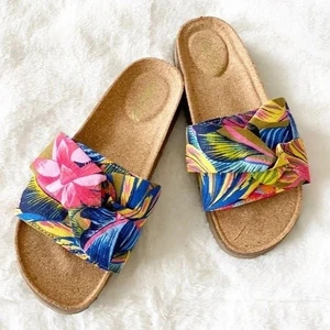 Aerie Tropical palm print slide sandals size 6 - Picture 1 of 8