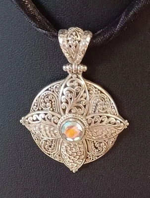 Jtv Sarda Balinese Silver Filigree And Mystic Topaz Pendant... - Image 1 of 4