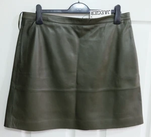 M&S JAEGER Olive Leather A-Line Mini Skirt with Pockets _ Various Sizes - Picture 1 of 4