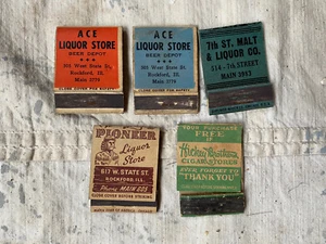 1940s Rockford IL Matchbook Lot Liquor & Cigar Stores Ace 7th St Pioneer Hickory - Picture 1 of 4