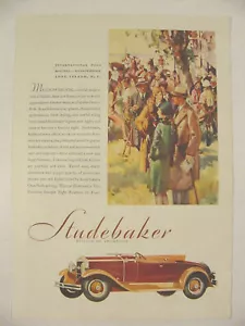 1929 Studebaker President Eight Roadster Int'l POLO Match Long Island, NY Anzeige - Bild 1 von 1