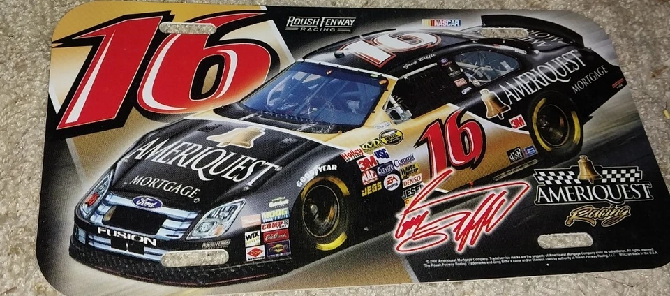 New Greg Biffle Plastic License #16 Wincraft Nascar Ameriquest Racing Y2k - Image 1 of 1