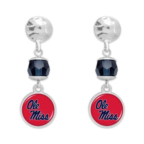Ole Miss Rebels Ivy Crystal Silver Earrings Jewelry Gift Cover