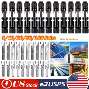 100 Pairs Male Female Wire Cable Connector Set Solar Panel Waterproof Connectors - Picture 1 of 25