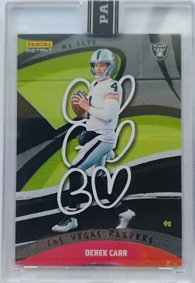 Derek Carr RAIDERS 2022 PANINI INSTANT MY CITY LV MC-17 BLACK 1/1 One of One - Image 1 of 3