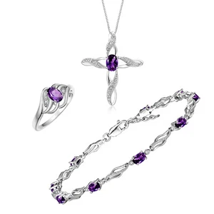 RYLOS 14K White Gold Princess Diana-Inspired Jewelry Set Ring & Necklace Match - Picture 1 of 150