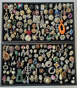 Vintage Single Rhinestone Earring Lot Of 200 Pieces Clip Screw Upcycle Crafts - Picture 1 of 15