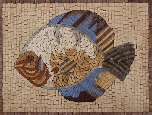 Lindo mosaico de mármol marino azulejo aleatorio de peces pequeños - Imagen 1 de 1