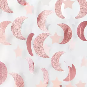 Pink Rose-Gold Moon-Star Party-Decorations Garland - 52Ft Twinkle Little Star Ha - Picture 1 of 12