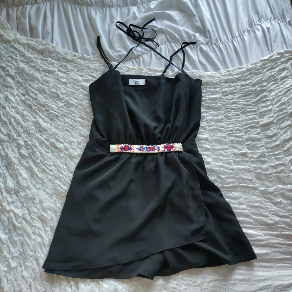 Dolce Vita Beaded Belt Black Strappy Shorts Romper S - Image 1 of 4