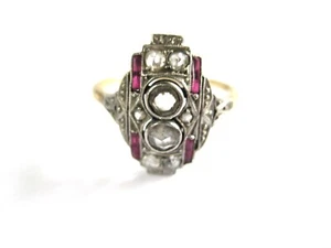 Anillo Art Deco oro 585 con diamantes rosas, 2,96 g - Imagen 1 de 3