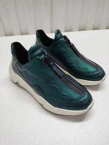 ECCO Women's Shoes Chunky Zip Up Iridescent Turquoise Sneakers Sz 5.5 - Picture 1 of 15