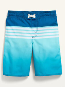 NWT Old Navy Blue Stripe Printed Board Shorts Swim Trunks UPF-50 Boys S 6 7