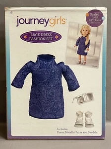 Journey girl 18” Doll Lace Dress Fashion Set Blue Dress Metallic Purse & Sandals - Picture 1 of 8