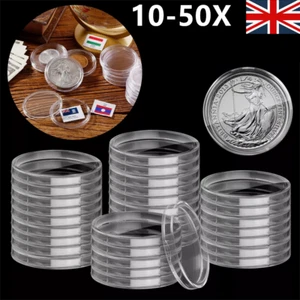 10-50X Coin Storage Container Collection Capsule Display Case Clear Protector - Picture 1 of 26