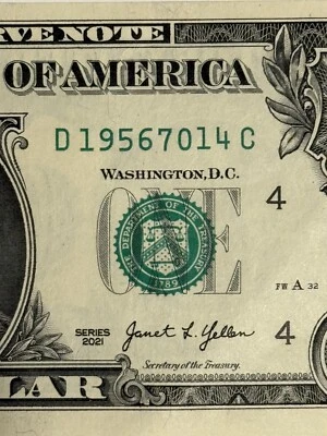 Birthday Note Dollar Bill 07/14/1956 July 14 1956 Fancy Serial Number UNC  $1 ¥ - Image 1 of 4