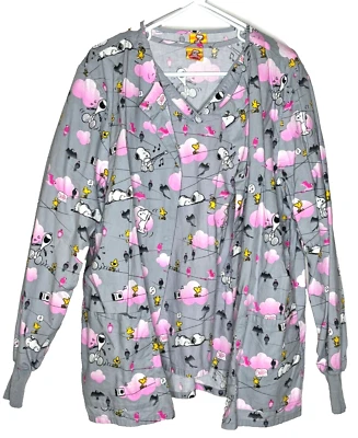 Conjunto Médico Chaqueta y Top Snoopy Peanuts Para Mujer Talla L Gris Rosa Algodón Foto 1 de 4