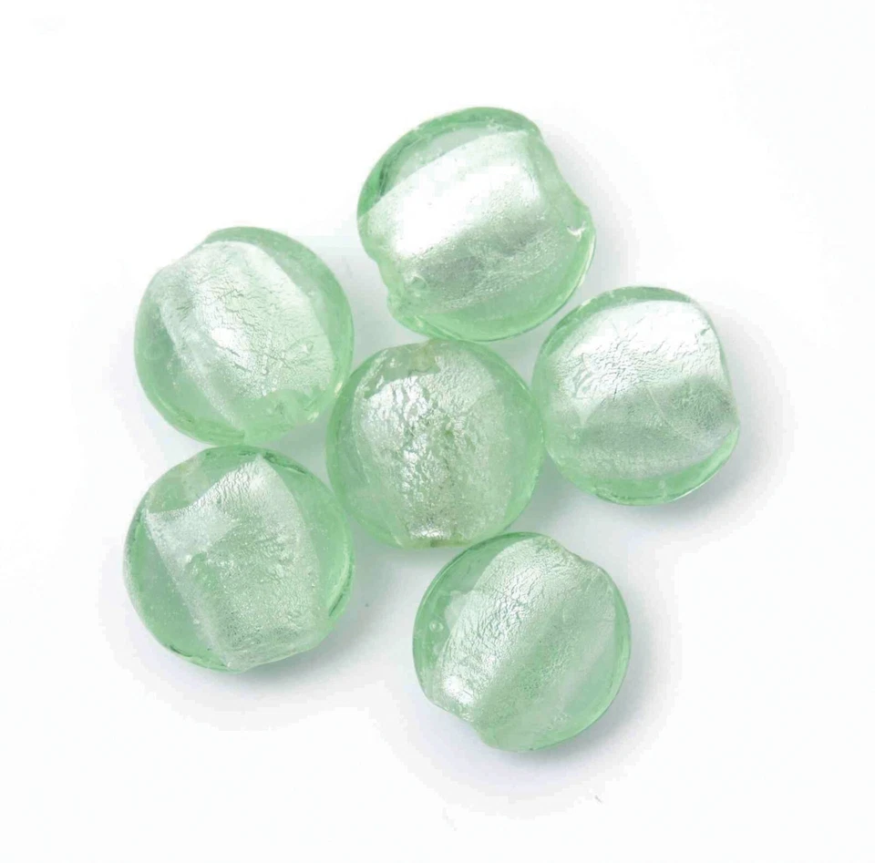 Glass Lamp Disc Beads: 17mm: Green - Pack of 6 - CF0180328- Craft Projects - Image 1 of 1