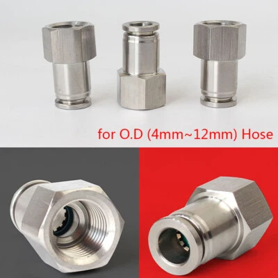 PT Female Thread x Push-in Fittings Straight Tube Hose Adapter A2 304 Stainless - Image 1 of 4