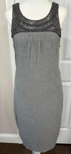 Mossimo Dress Womens Gray Midi Sheath Stretch Embellished Key Hole Lined XXL NEW - Picture 1 of 11