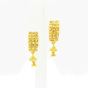22K Yellow Gold Earrings Drop Dangler Screw Back Genuine Hallmarked Handcrafted - Picture 1 of 12