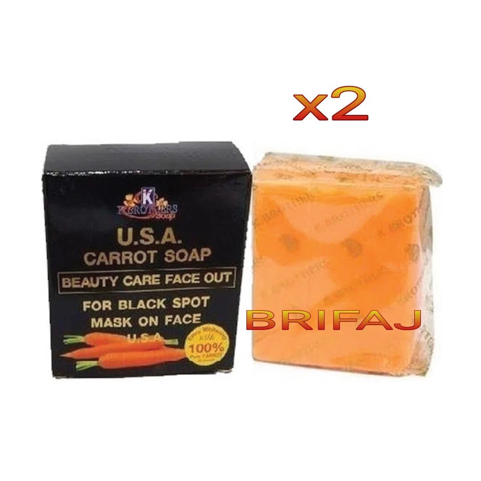 2 X K.BROTHERS USA CARROT SOAP BEAUTY CARE FACE OUT FOR BLACK SPOT MASK ON FACE