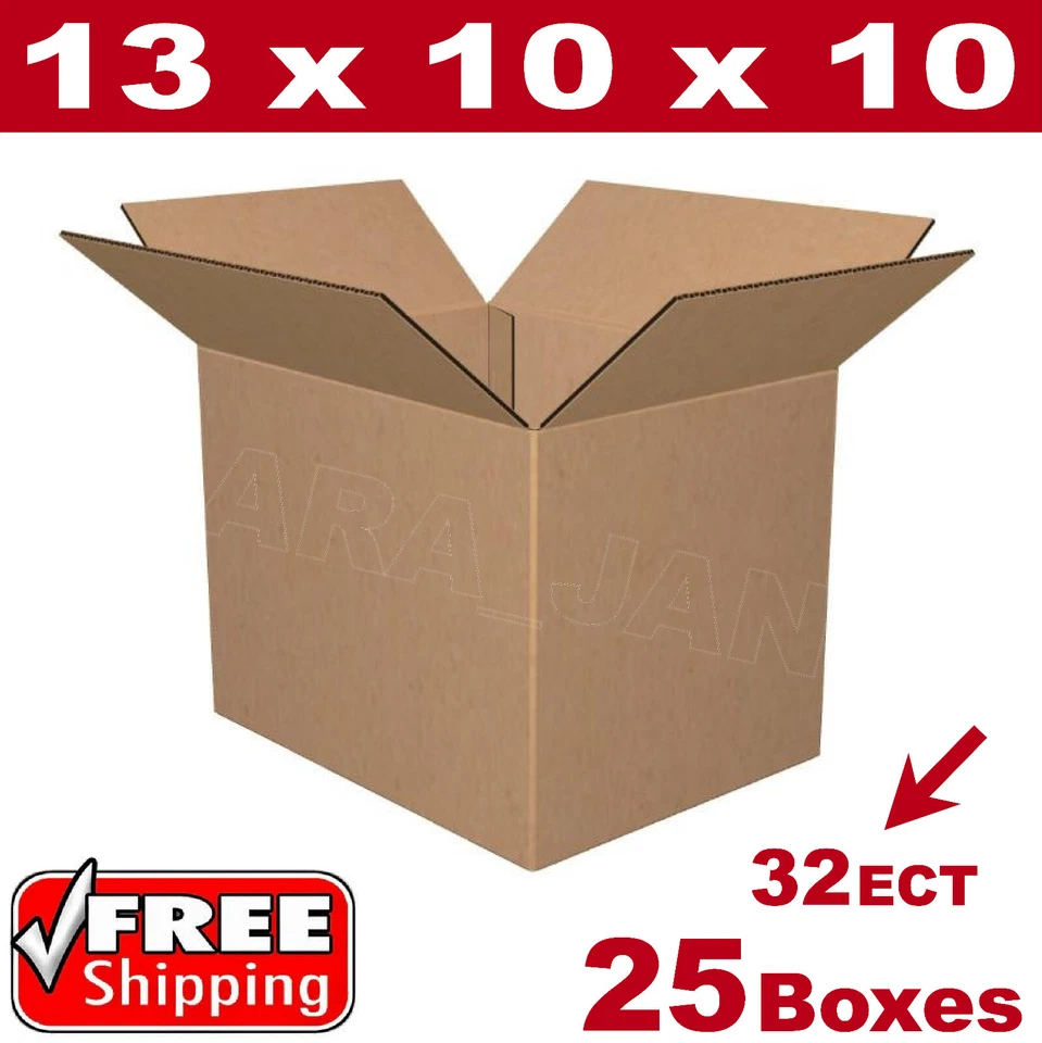 25 - 13x10x10 Cardboard Boxes Mailing Packing Shipping Box Corrugated Carton - Image 1 of 1