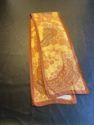 Bufanda Cesandre Paris 10x60” Amarillo Marrón Naranja Lunares Vintage MCM 70-80’s Foto 1 de 4