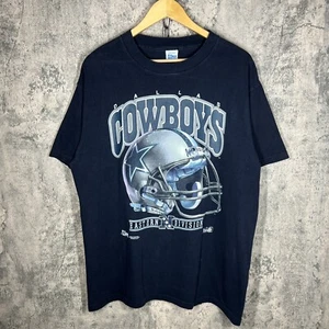 Vintage Dallas Cowboys NFL Riddell Helmet T-shirt 1990s Navy Salem Sportswear - Picture 1 of 5