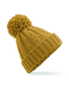 Beechfield Cable Tejido Melange Vellón Diadema Gorro Pom-Pom Grueso Invierno Cálido - Imagen 1 de 4