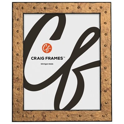 Craig Frames Rivet, 1.25 Inches Wide Tarnished Gold Picture Frame - Image 1 of 4