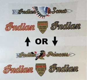 Aufkleber Decal Set passend für Oldtimer Indian Scout oder Princess Fahrrad - Bild 1 von 4