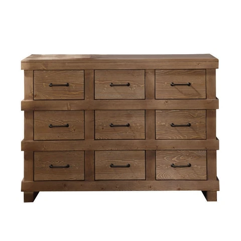 Capacious Wooden Dresser, Antique Oak- Saltoro Sherpi Cover