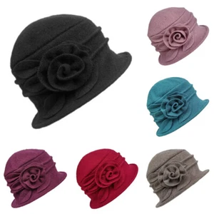 Girl's Cap High-End Elegant Hat Bucket Winter Elderly Wool Top Hat Middle-Aged - Picture 1 of 22