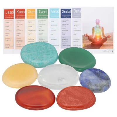 Chakra-Steine Set | 100% echte Edelsteine | 7 Scheibensteine im Baumwollbeutel - Bild 1 von 4