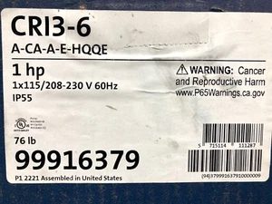 Grundfos 99916379 CRI3-6 A-CA-A-E-HQQE 1hp 115/208-230V 60Hz - NIB In USA Stock - Picture 1 of 3