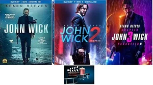John Wick Trilogy 1 2 3 One Two Three (3 Blu Ray Set, WS) Keanu Reeves New - Picture 1 of 5
