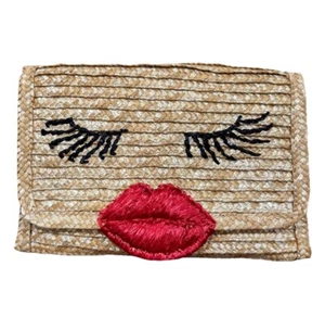 Felix Rey Kissy Face Straw Clutch Bag Straw Bergdorf Goodman 9.5x6.5 RARE - Picture 1 of 10