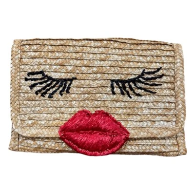 Bolso clutch Felix Rey Kissy Face paja Bergdorf Goodman 9,5x6,5 RARO Foto 1 de 4