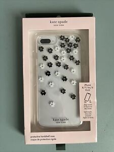 Kate Spade Case for iPhone 8/7/6 - Scattered Flowers Clear Cover White Black